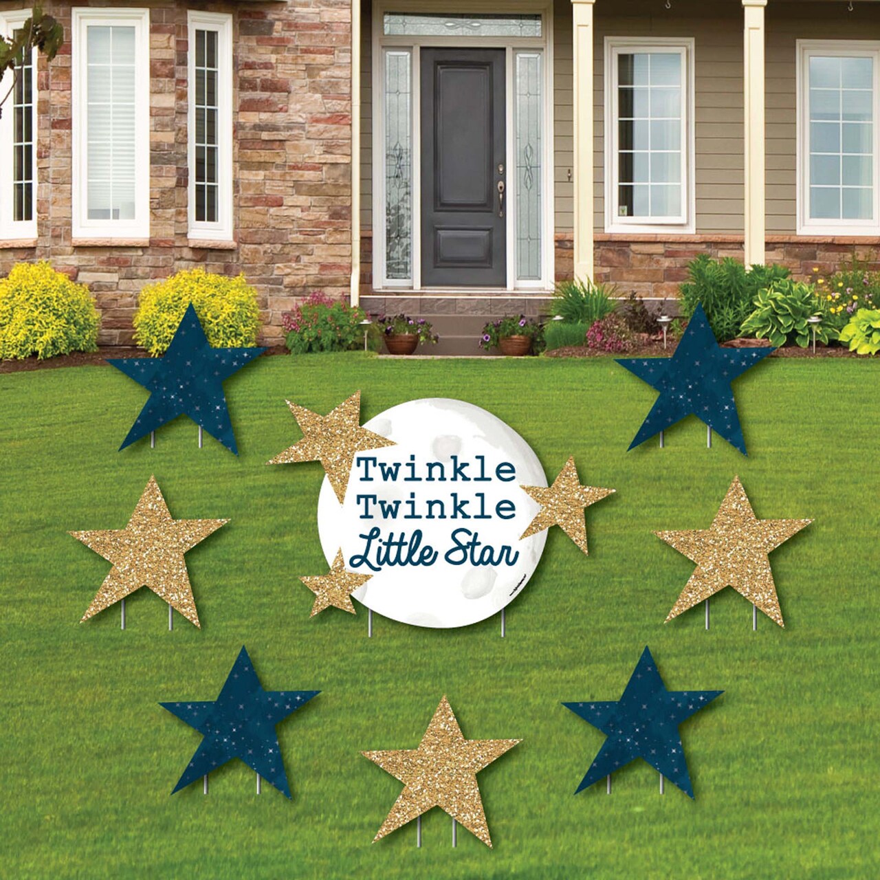 Big Dot of Happiness Twinkle Twinkle Little Star - Yard Sign & Outdoor Lawn Decorations - Baby Shower or Birthday Party Yard Signs - Set of 8